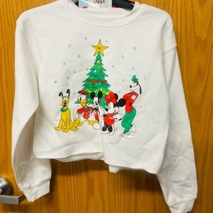 Disney White Sweatshirt with Festive Characters